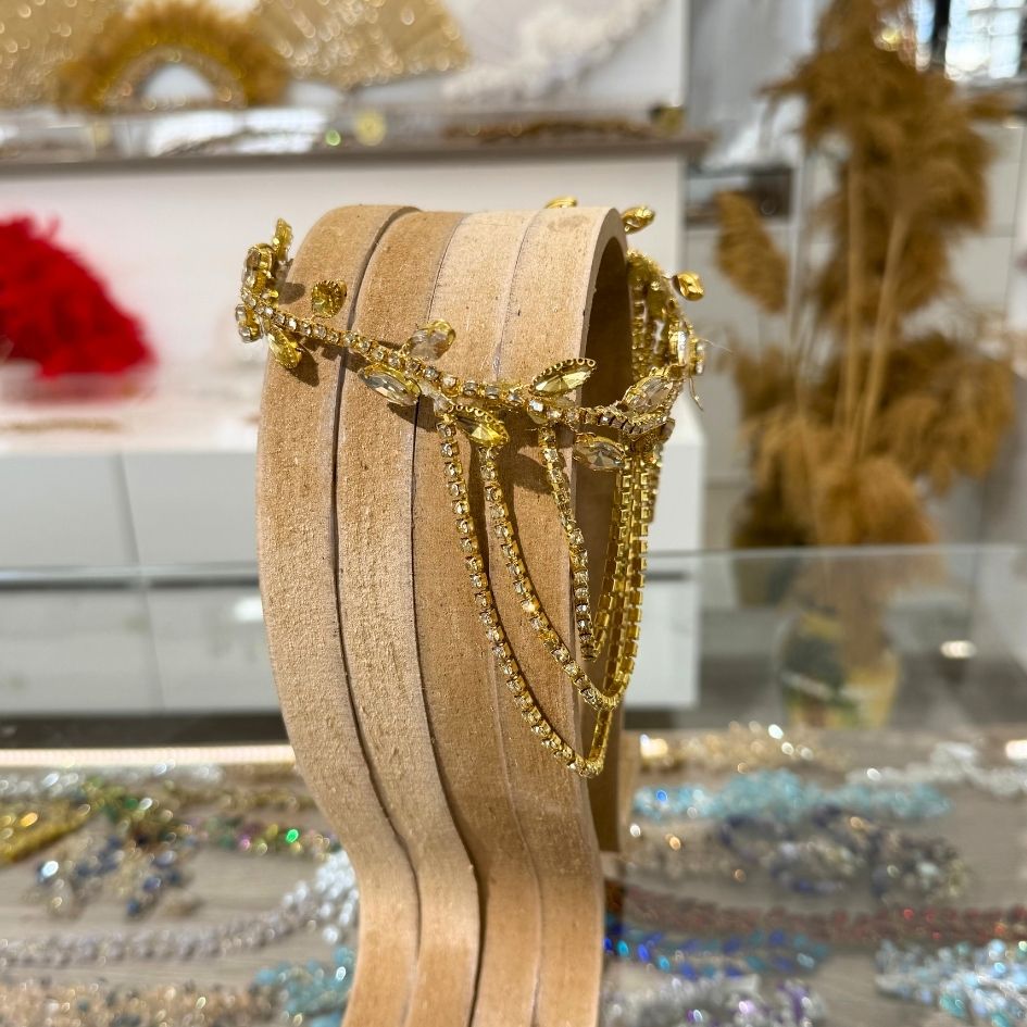 Bijou de Cheveux Doré Cristaux Élégance Mariée