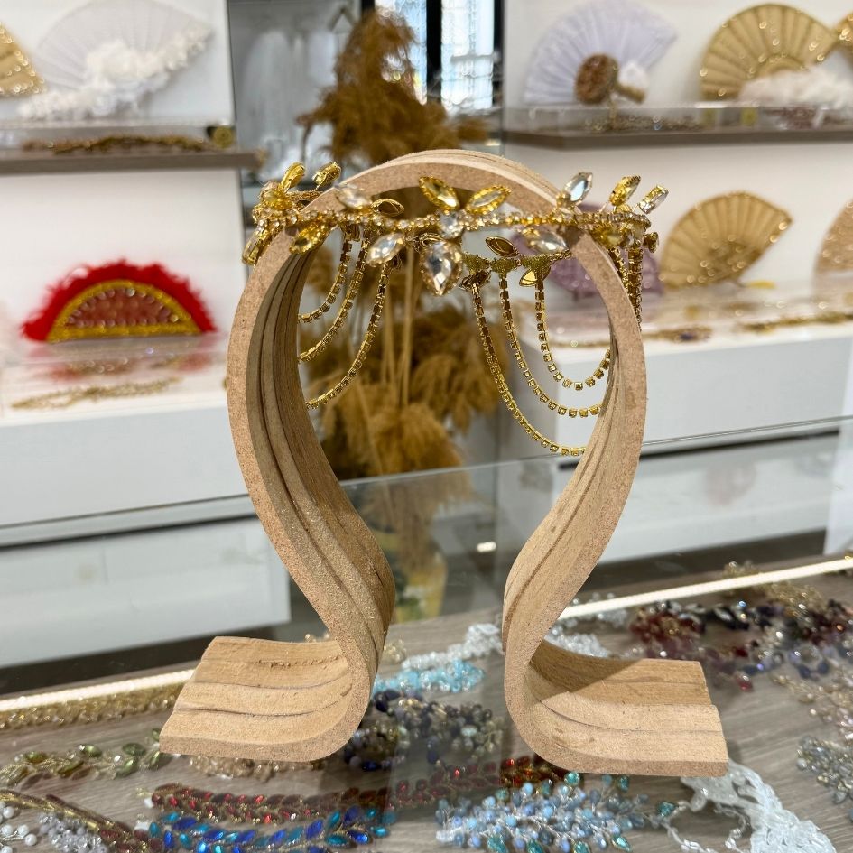 Bijou de Cheveux Doré Cristaux Élégance Mariée