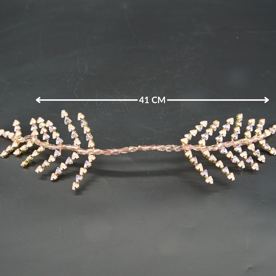 Broche de Mariage Dorée Feuillage en Cristaux Irisés Artisanale