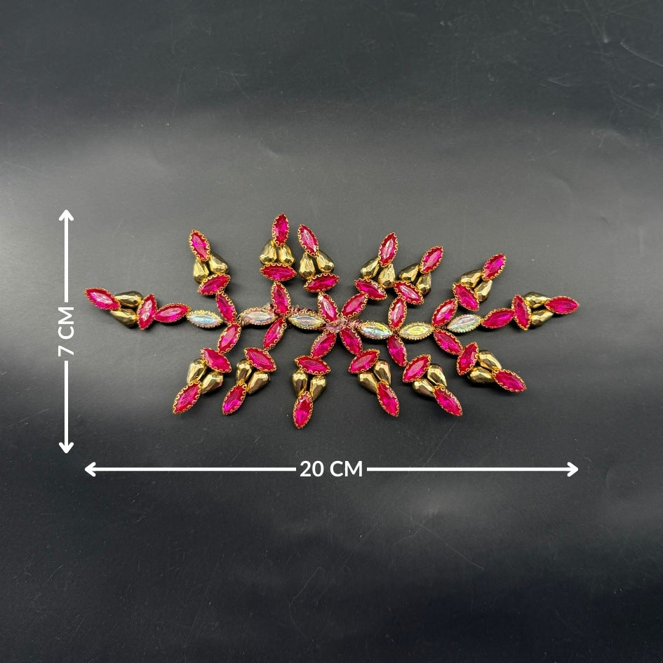 Broche florale fuchsia et doré