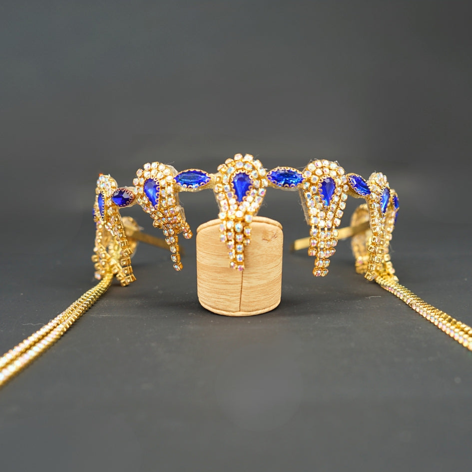 Bandeau cheveux de mariage couleur bleu