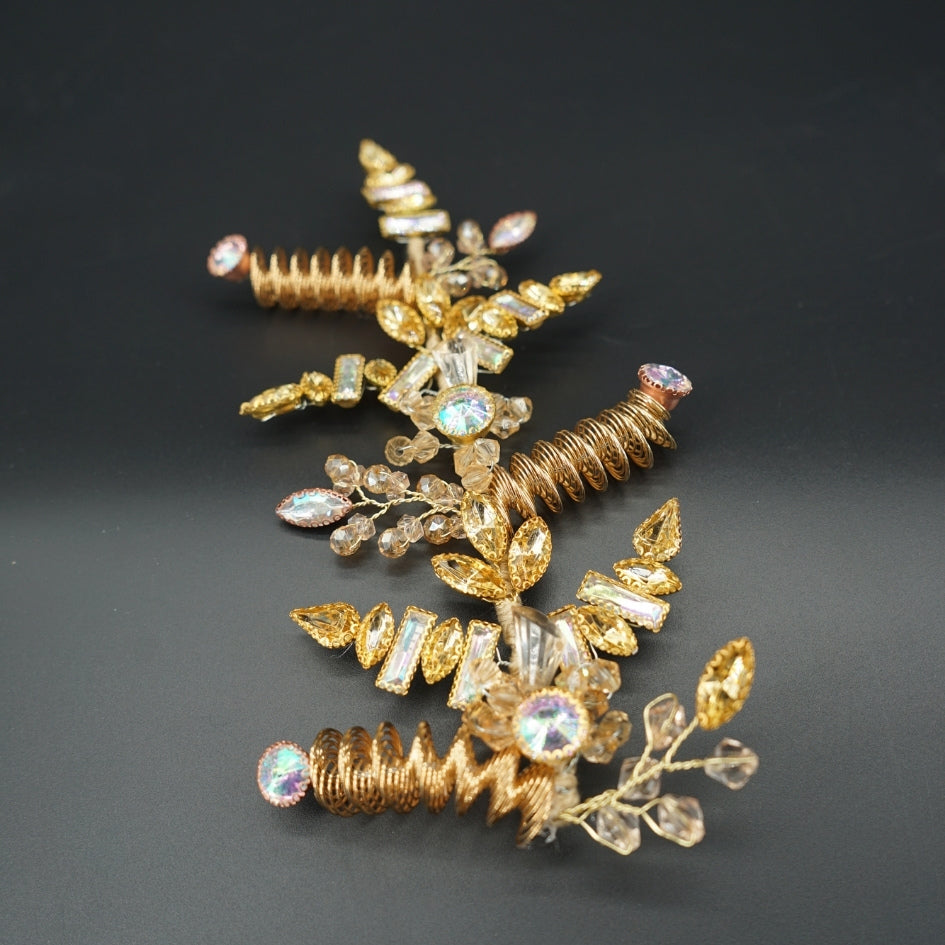 Bijou de cheveux mariage doré et brun – Peigne raffiné pour mariée