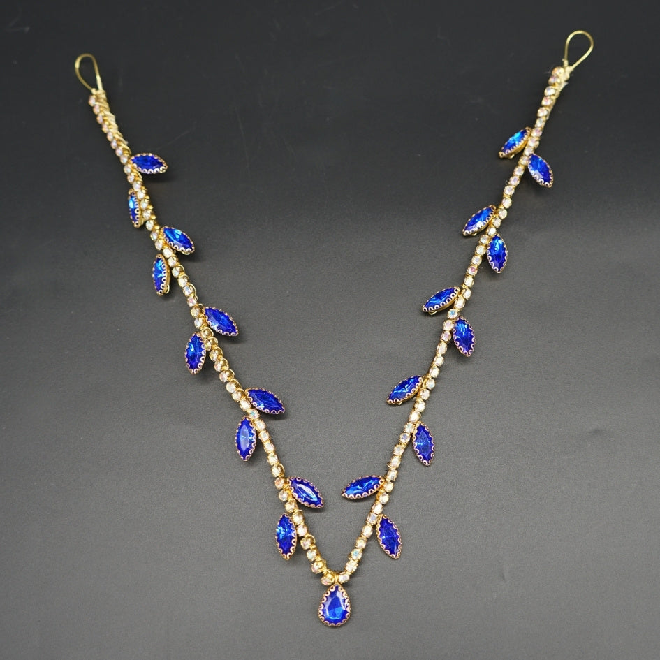 Bijou de tête bleu roi pour mariée élégante  style royal