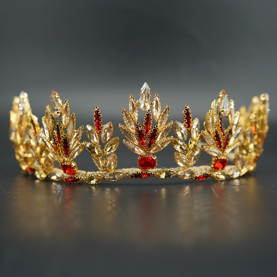 Bijou de tête fait main – Couronne éclatante Rouge et dorée