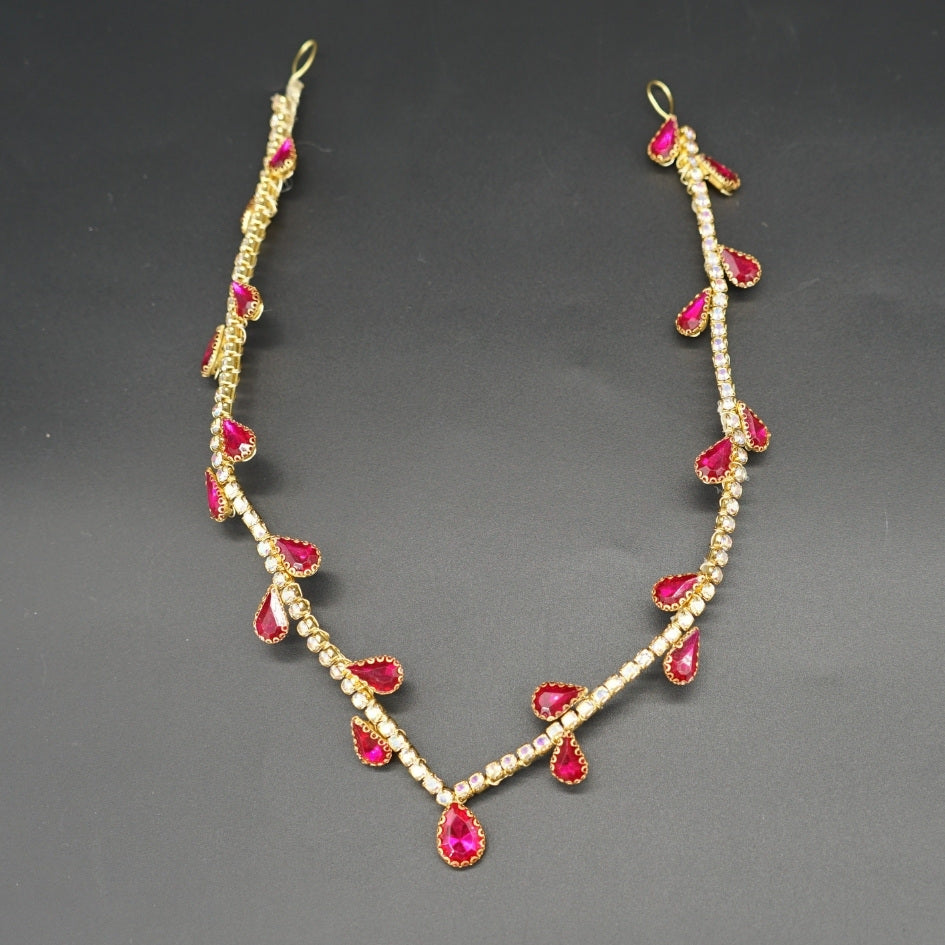 Bijou de tête rose fuchsia  pour mariée élégante  style royal
