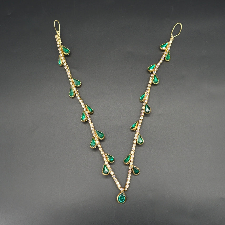 Bijou de tête vert pour mariée élégante  style royal