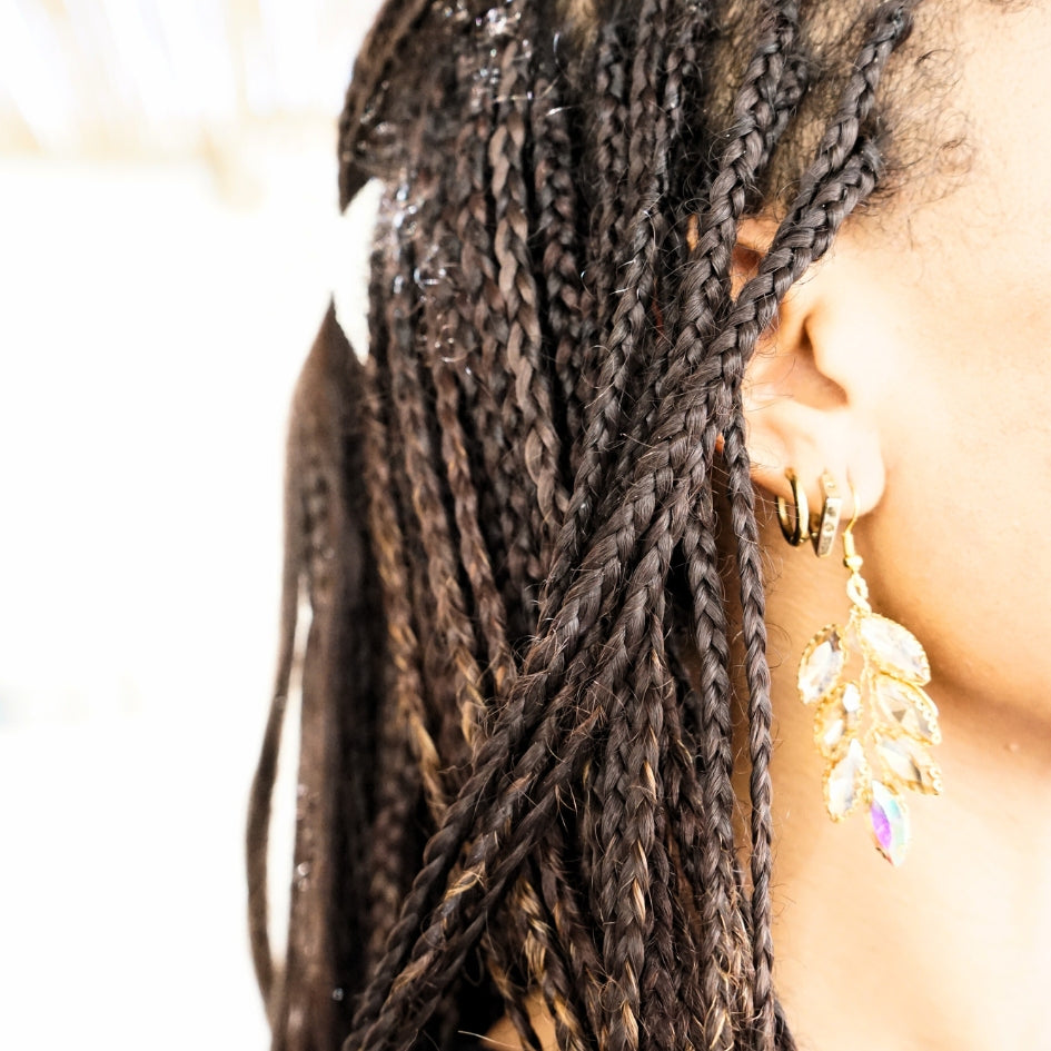 Boucle d'oreille d'orée  de mariage modelé feuille