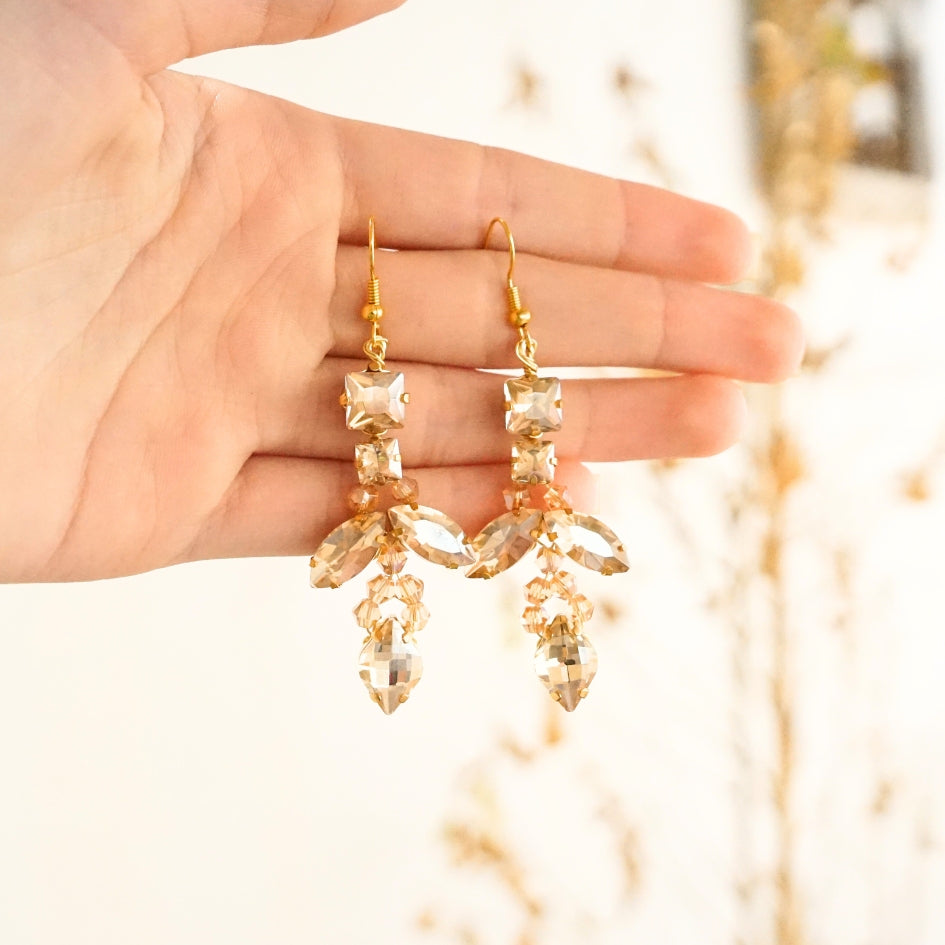 Boucle d'oreille d'orée  de mariage modèle longue
