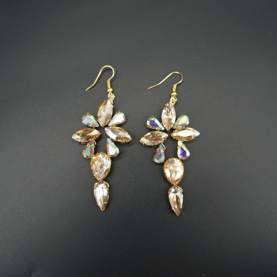 Boucles d'oreilles en strass doré pour mariage - Bijoux intemporels