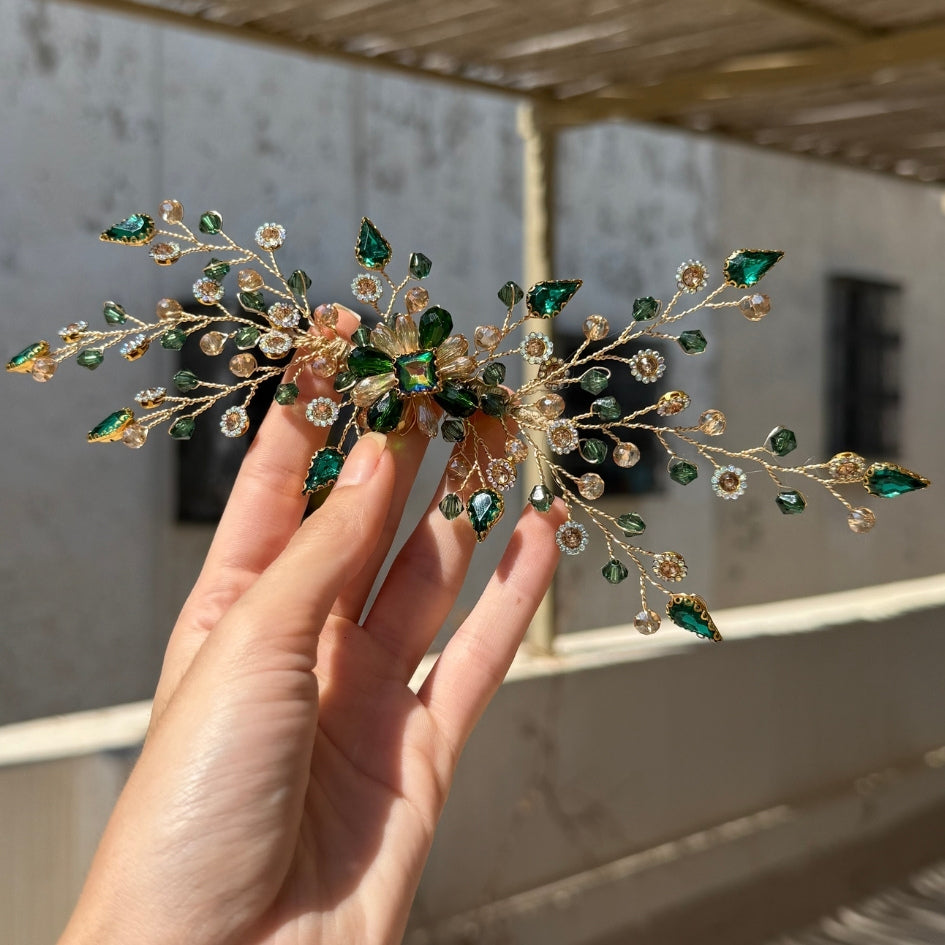 Broche Vert style fleur