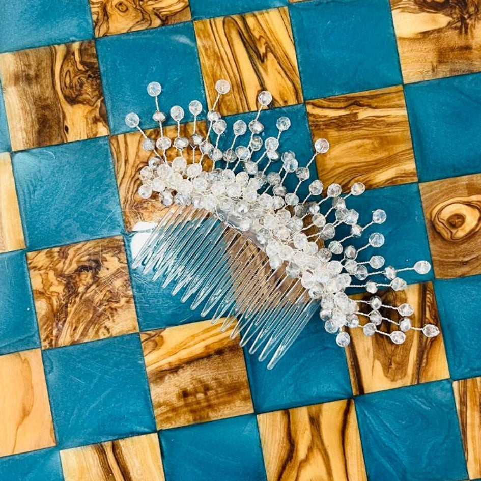 Broche blanc modèle Peigne en cristal