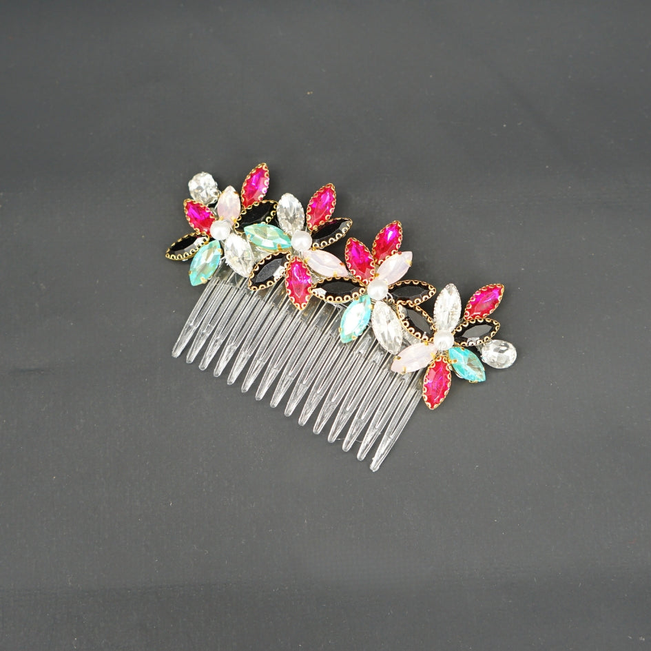 Broche de cheveux multicouleur , modèle Peigne en cristal