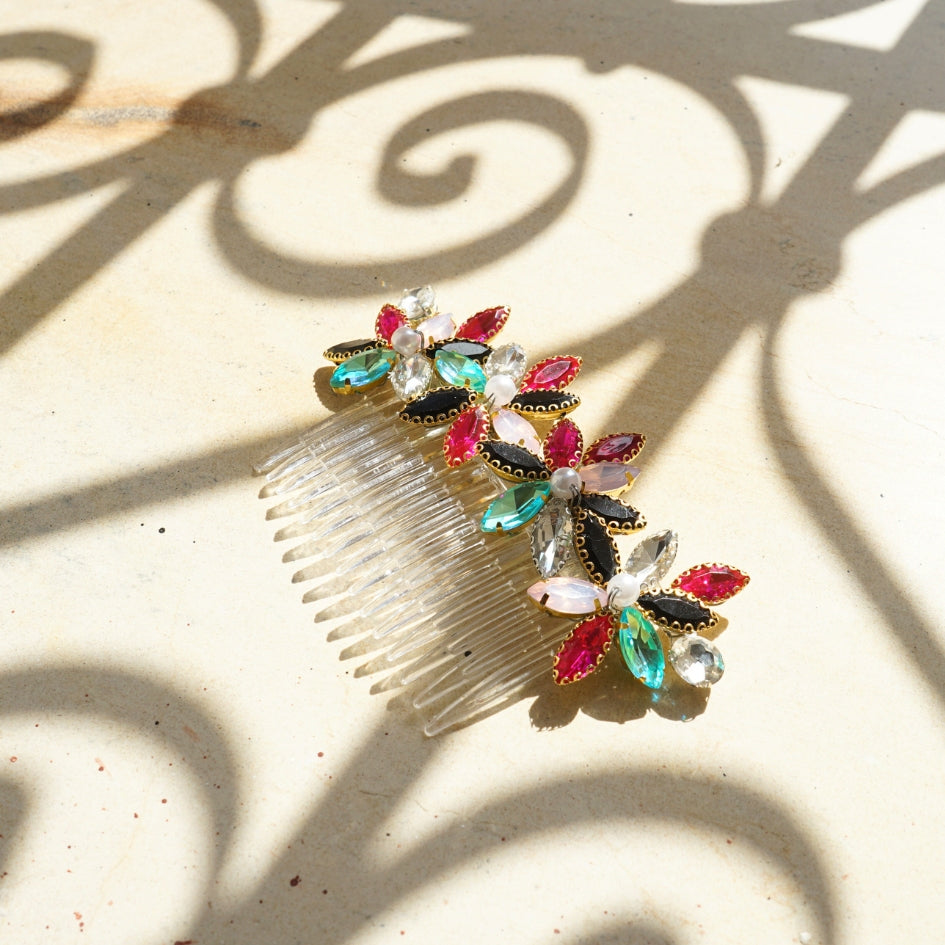 Broche de cheveux multicouleur , modèle Peigne en cristal