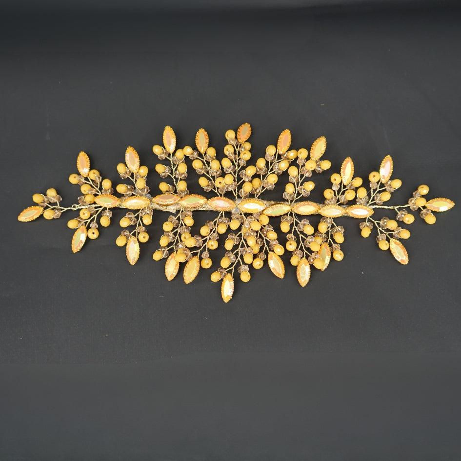 Broche jaune de cheveux pour mariage