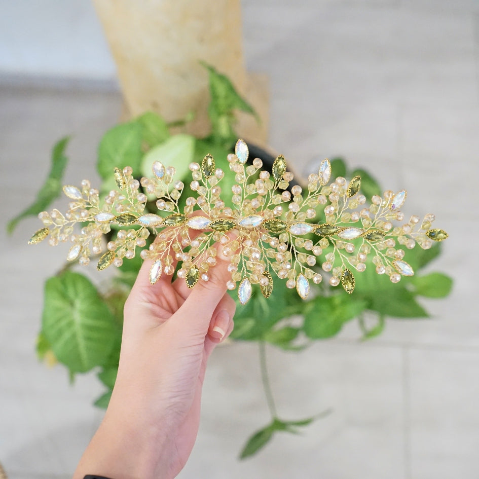 Broche vert de cheveux pour mariage
