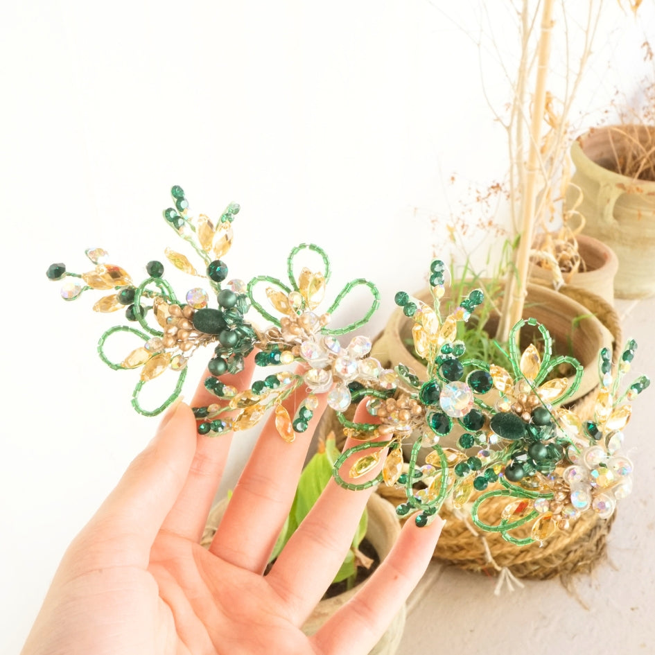 Broche de mariage couleur vert