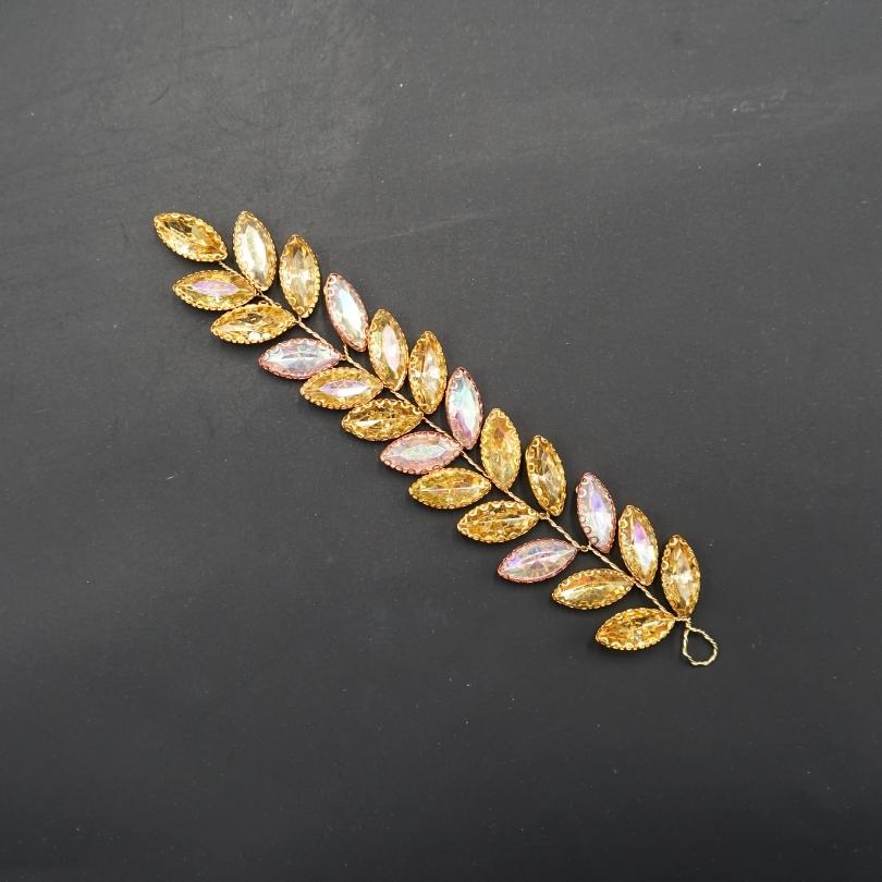 Broche de cheveux modelé feuilles dorée, accessoires de cheveux de mariage