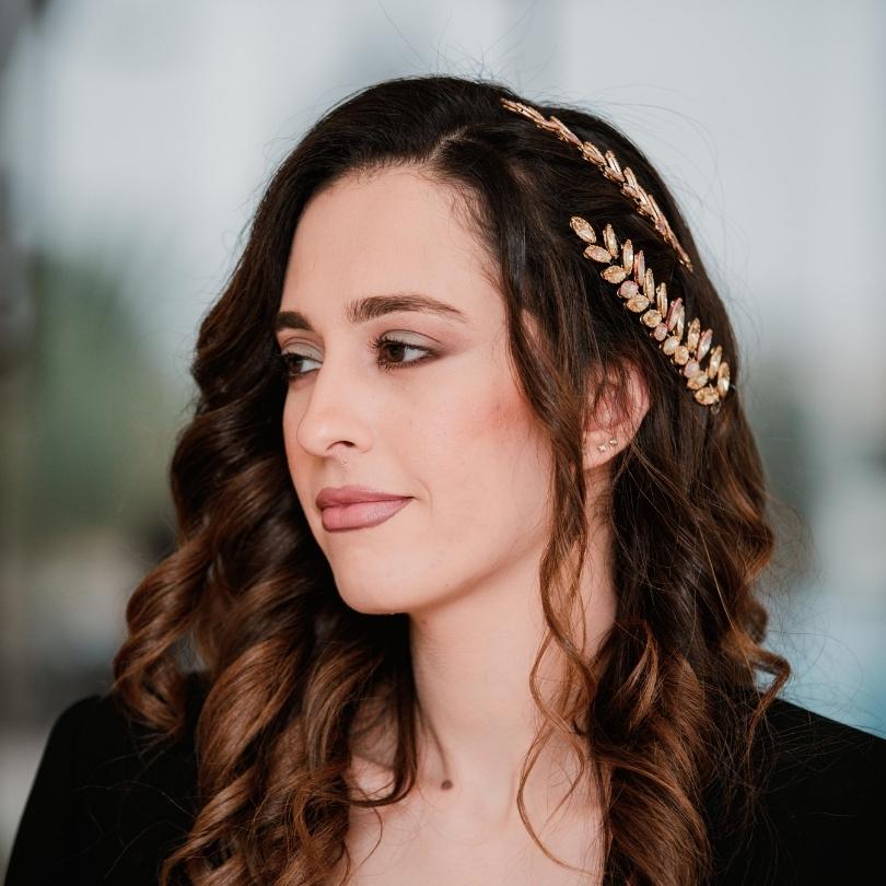 Broche de cheveux modelé feuilles dorée, accessoires de cheveux de mariage
