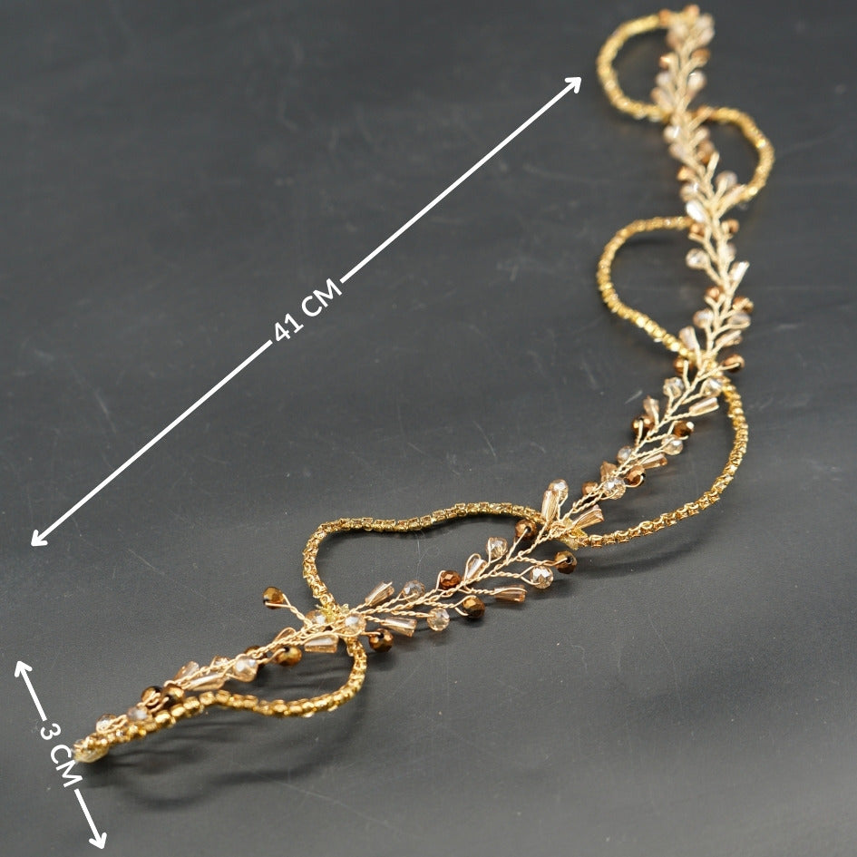 Broche de mariage dorée Arabesque Florale