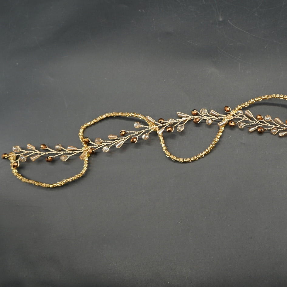 Broche de mariage dorée Arabesque Florale