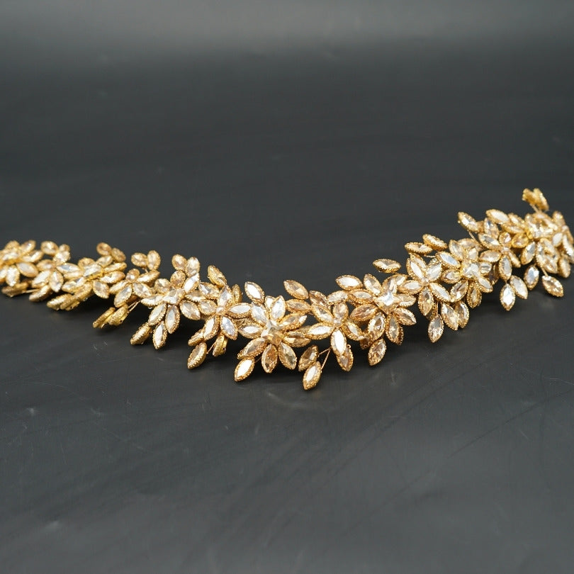 Broche floral doré strass mariage