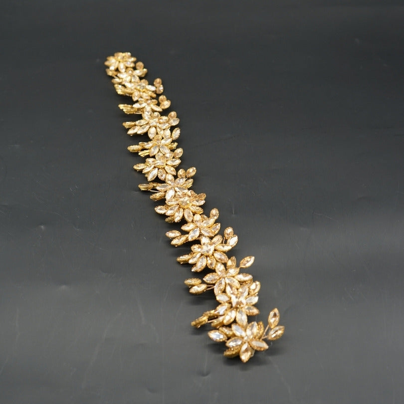 Broche floral doré strass mariage