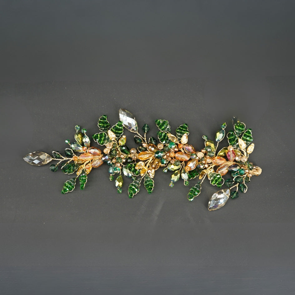 Broche vert et dorée de mariage