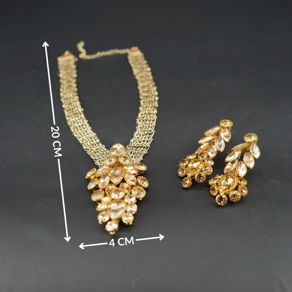 Parure collier doré cristal luxe