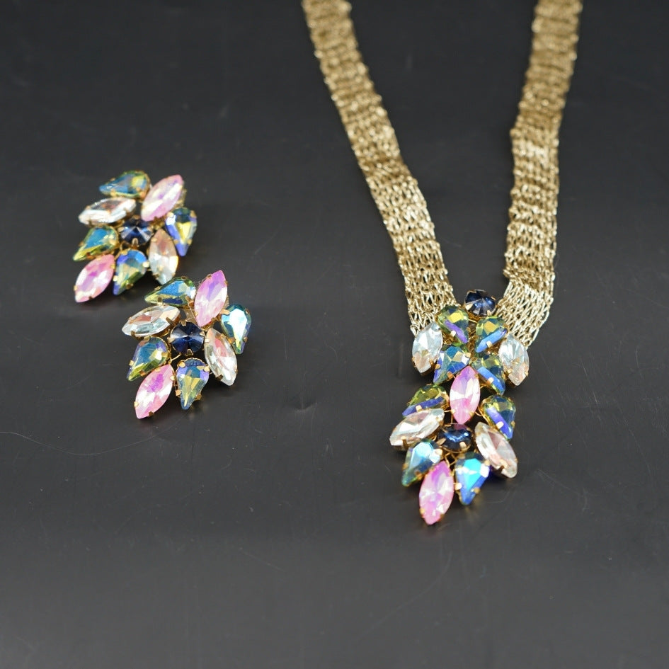 Collier multicolore cristaux luxe ensemble
