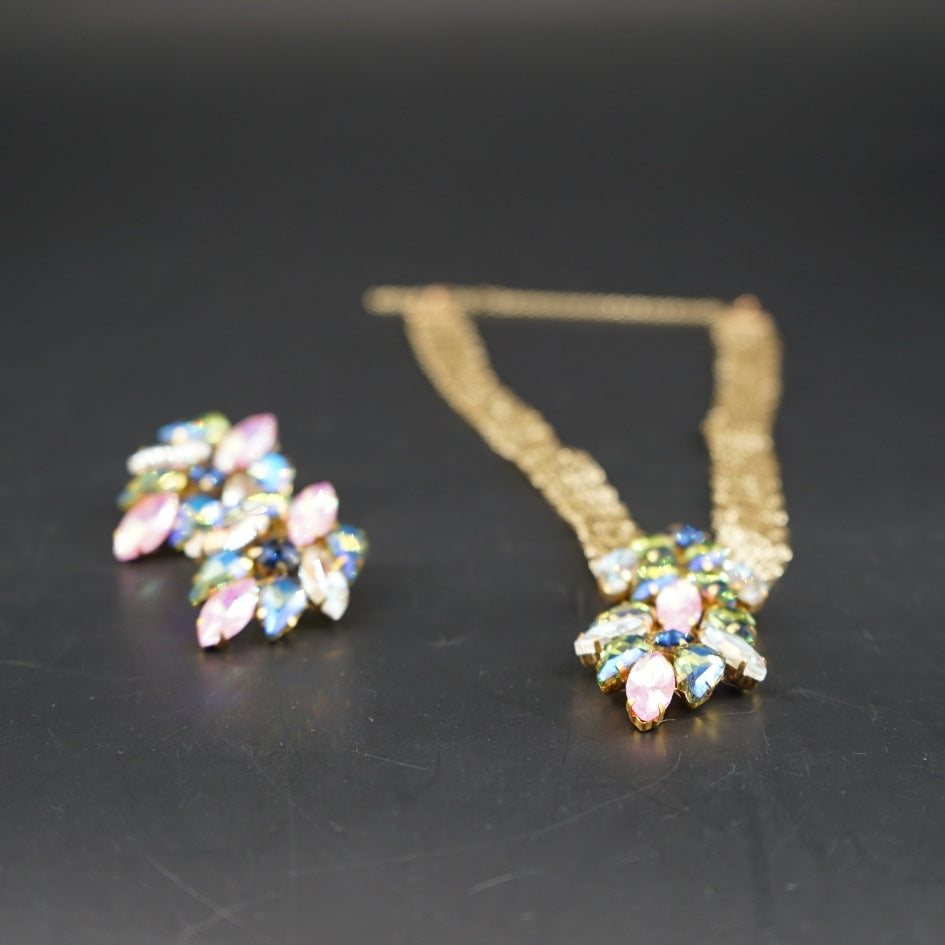 Collier multicolore cristaux luxe ensemble