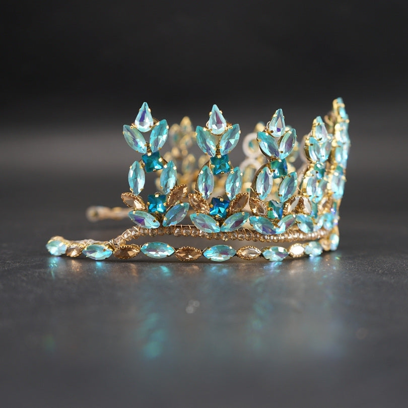 Couronne Luxe Bleu ciel et Doré Accessoire Mariée