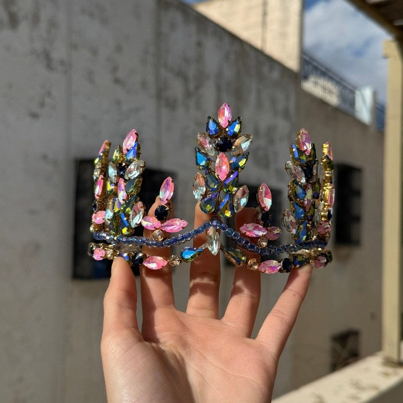 Couronne multicolore cristaux luxe mariée
