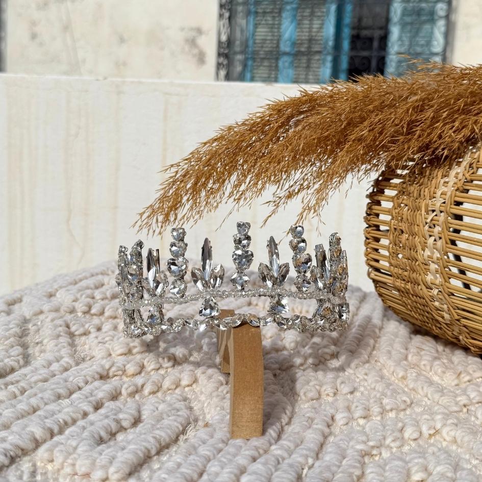 Diadème de Mariée Contemporain en Argent et Cristal