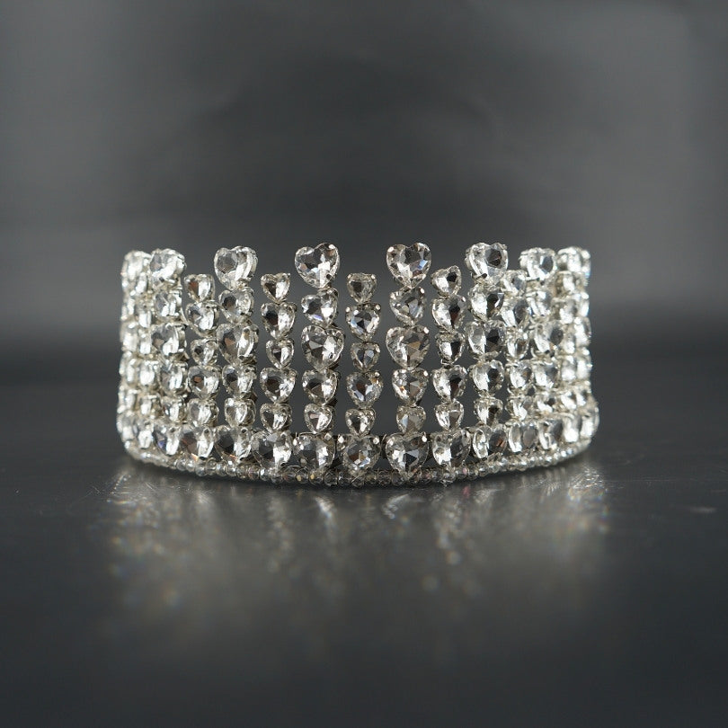 Couronne argentée cristaux cœur luxe