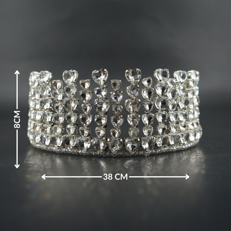 Couronne argentée cristaux cœur luxe