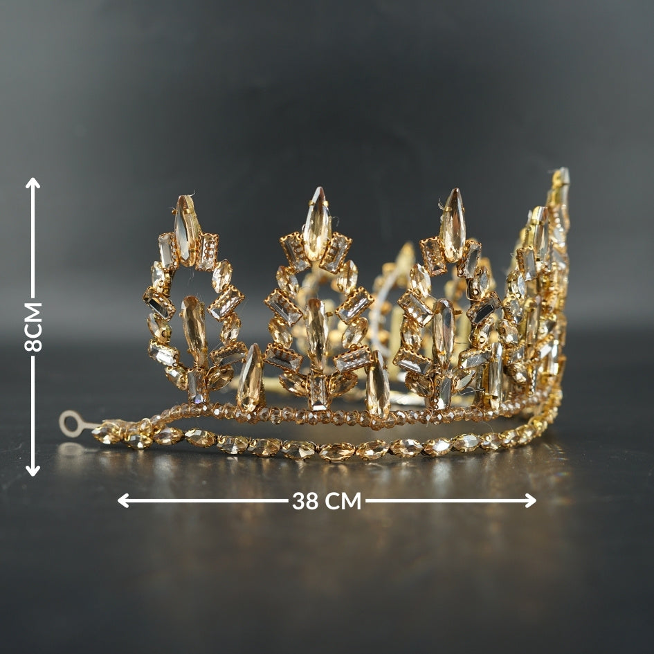 Couronne de mariage dorée à motif feuillage