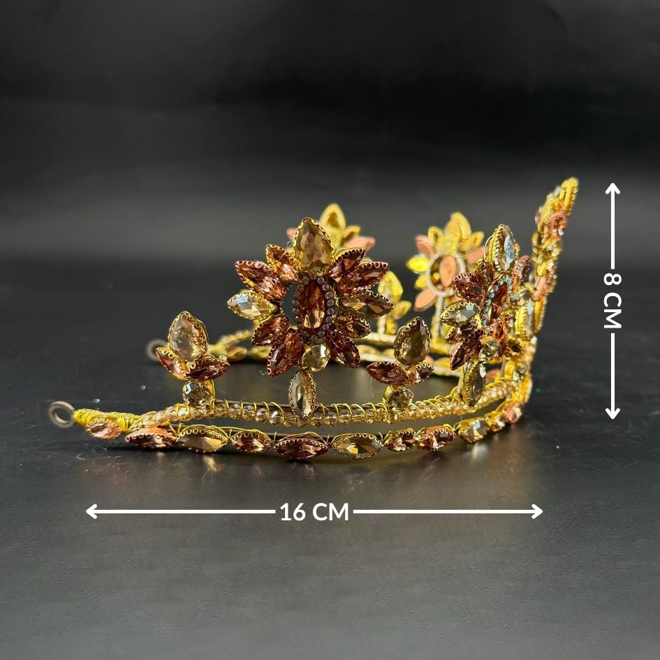 Couronne princesse dorée champagne avec cristaux