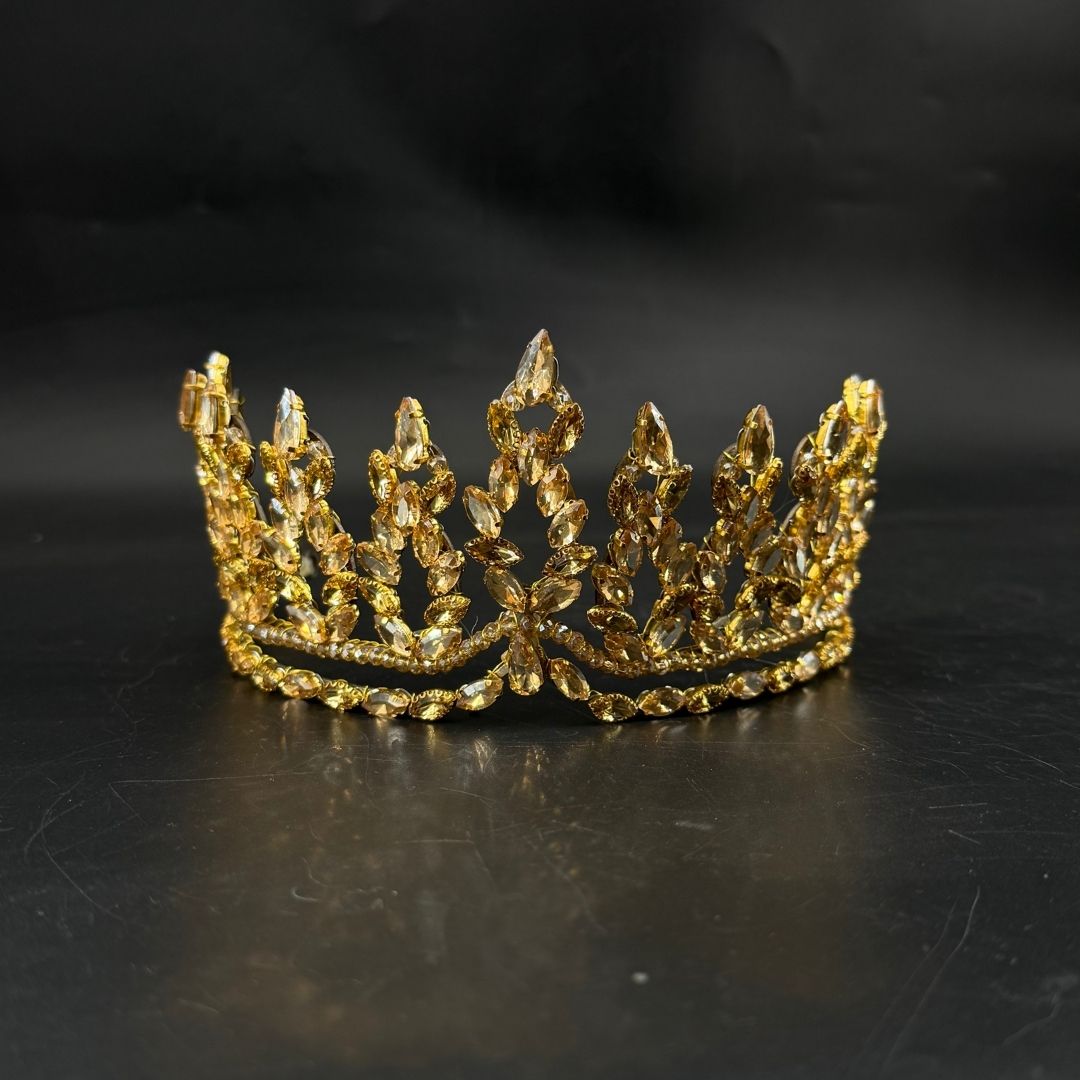 Couronne princesse dorée avec cristaux champagne