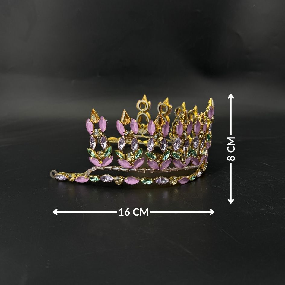 Diadème couronne princesse violet et doré avec strass