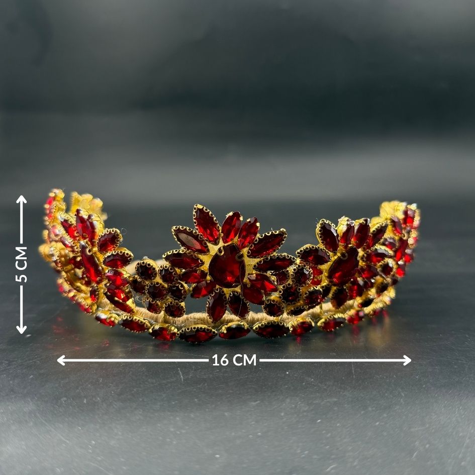 Couronne princesse rouge rubis et dorée