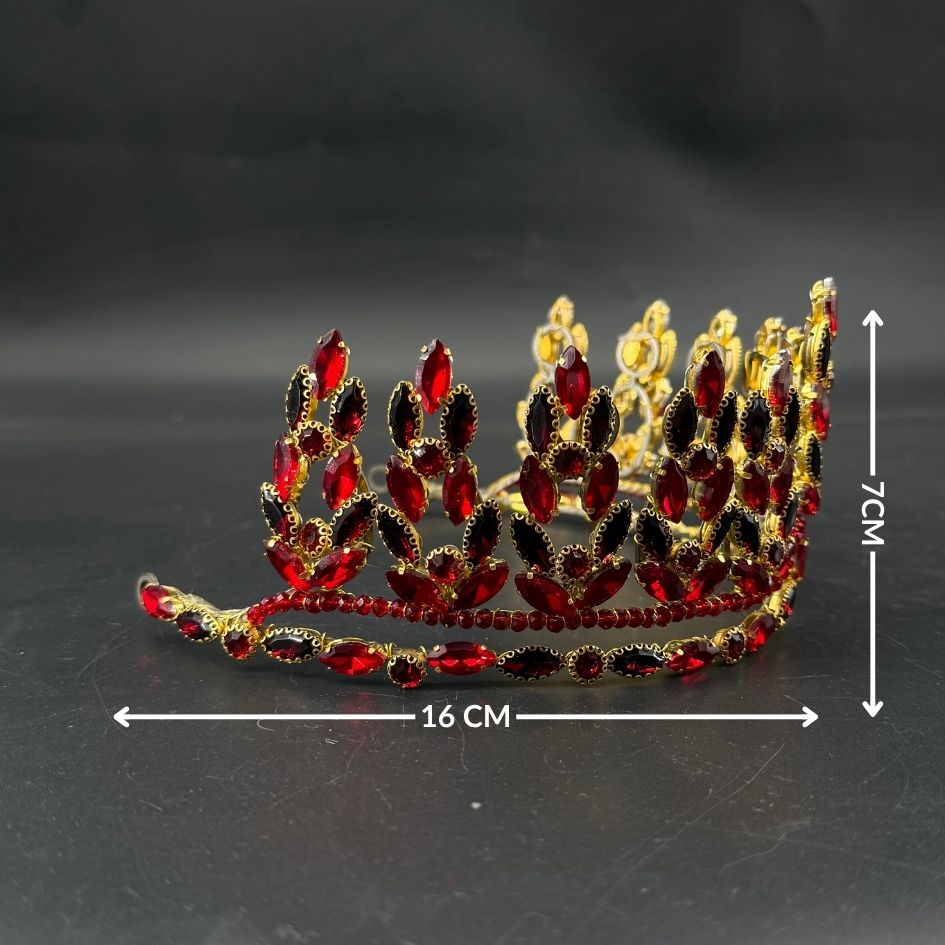 Couronne Royale Rouge Cristaux Élégance Mariage