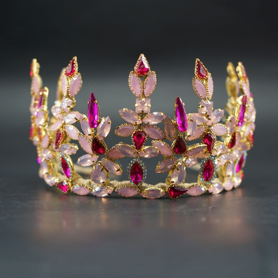 Couronne rose et mauve luxe cristaux