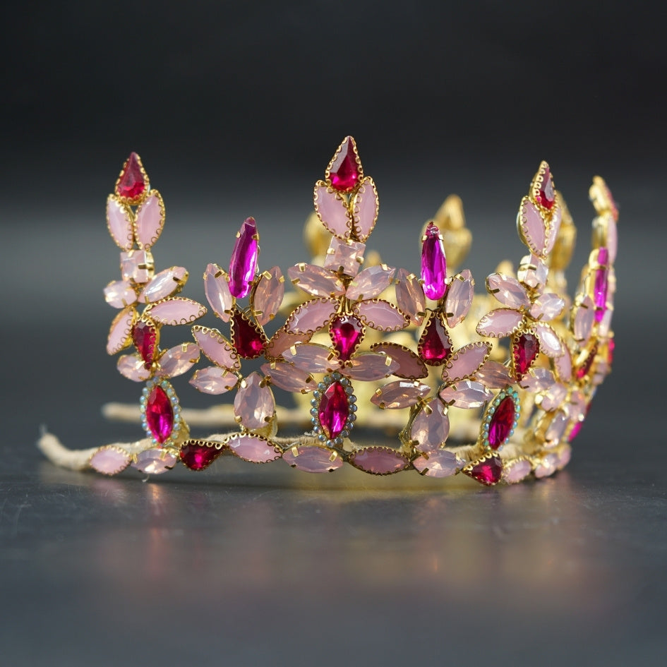 Couronne rose et mauve luxe cristaux