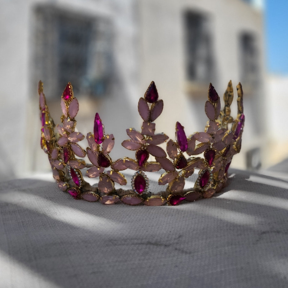 Couronne rose et mauve luxe cristaux