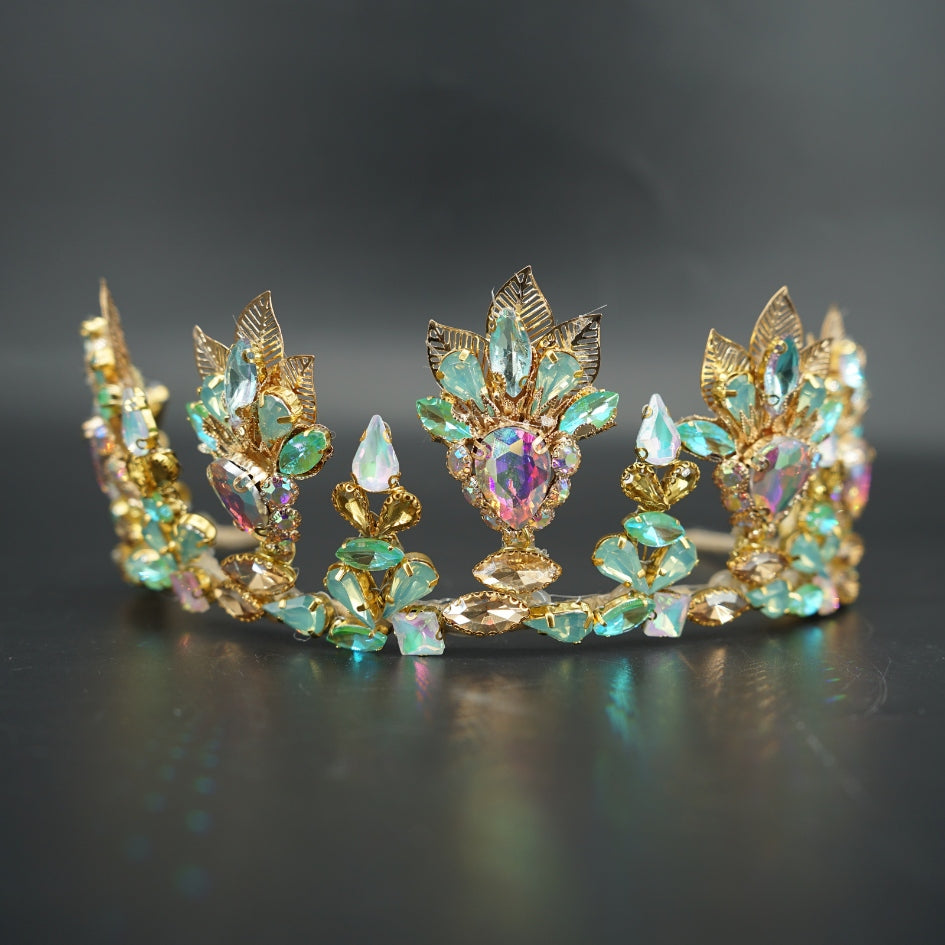 Couronne cérémonie mariée pierres couleur bleu