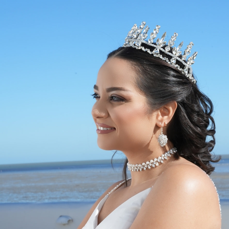 Diadème de Mariée Contemporain en Argent et Cristal