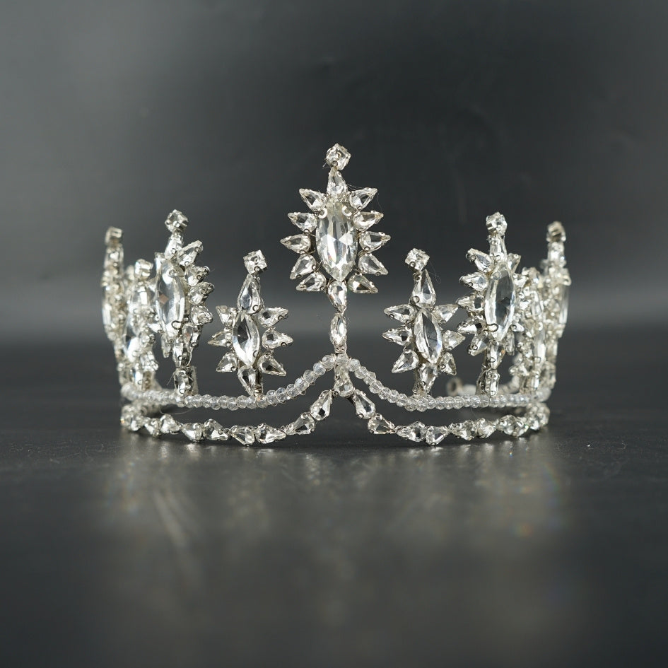 Couronne de Mariée Royale en Cristal Argenté