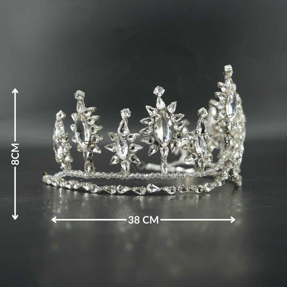 Couronne de Mariée Royale en Cristal Argenté
