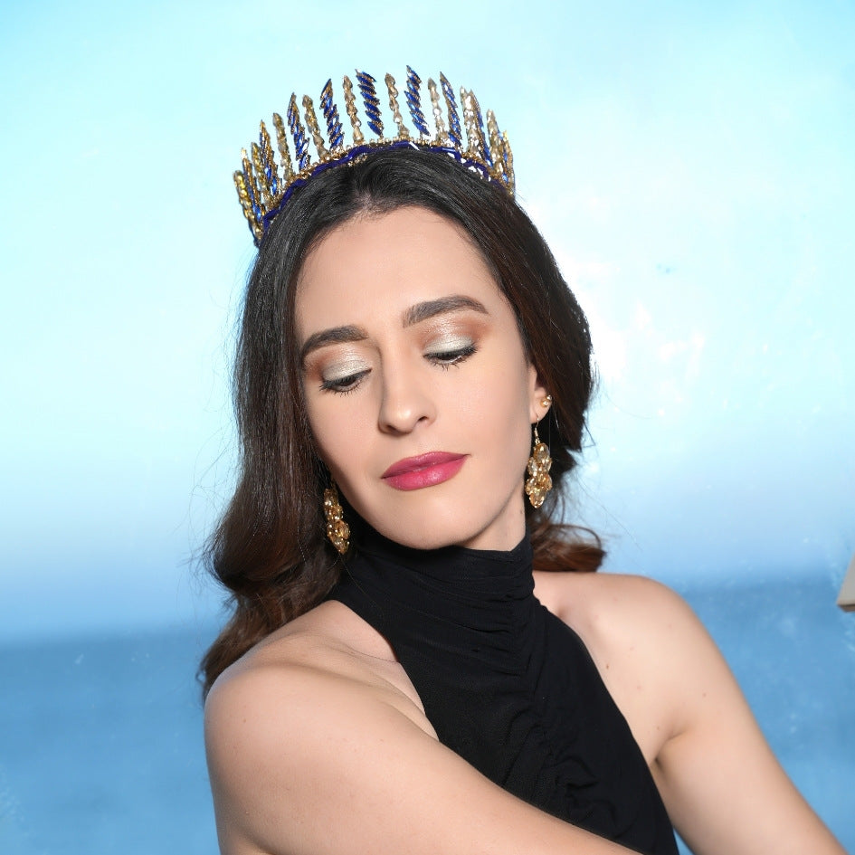 Couronne de mariée luxe bleu royal