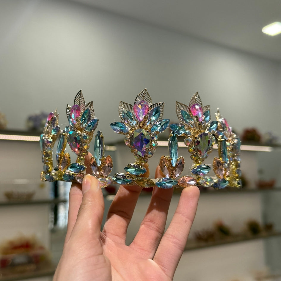 Couronne mariage Bleu avec cristaux scintillants